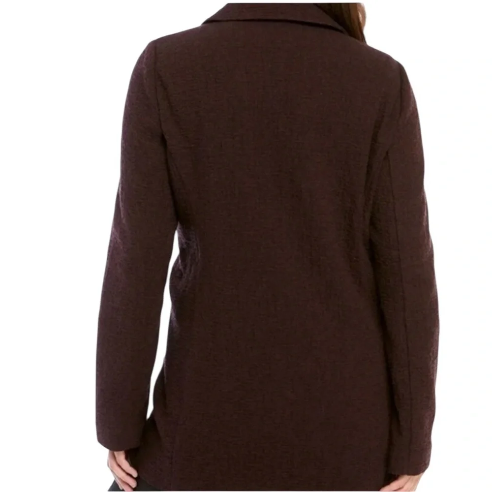 Eileen Fisher Cassis Crosshatch Tencel Open Front Notch Collar Plum Jacket 2X - Picture 3 of 14